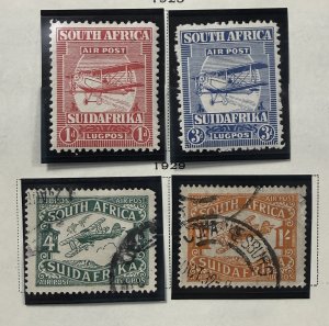 South Africa 1925 Airnail Post C1 &2 MINT C5 & 6 used 4 stamps