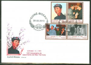 GUINEA BISSAU 2013 STAMP ON STAMP REPRODUCING MAO IMPORTANT MOMENTS SET  FDC