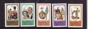 Grenada-Sc#788-92-Unused NH set-perf 14-QEII-Coronation Reign-1977-