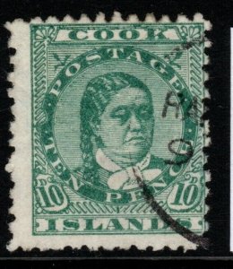 COOK ISLANDS SG10 1893 10d GREEN p12x11½ USED