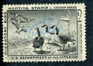 #RW25 – 1958 $2.00 Canada Geese. Used.