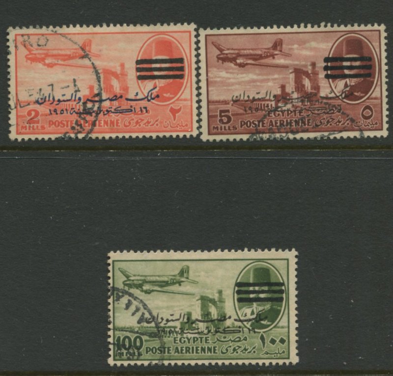 STAMP STATION PERTH Egypt #C78,C80 C88 Air Post Overprint Used