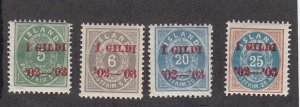 Iceland # 45-48, Numeral Stamps Surcharged, Mint LH, 1/3 Cat