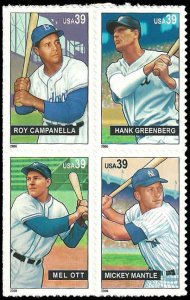 PCBstamps   US #4080/4083a Block $1.56(4x39c) Baseball Sluggers, MNH, (10)