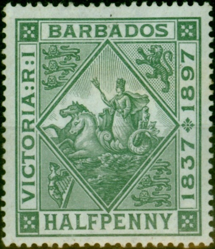Barbados 1897 1/2d Dull Green SG117 Fine MM