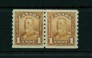 #160 Scroll issue RARE PASTE-UP coil pair MNH --- Cat $300 Canada mint