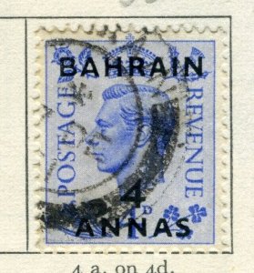 BAHRAIN; 1948-49 early GVI surcharged issue fine used 4a. value