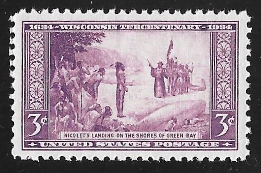 739 3 cents Wisconsin Stamp mint OG NH EGRADED VF-XF 86