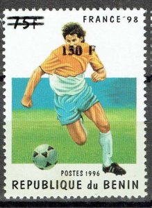 BENIN 2000 1259 150F 100€ FOOTBALL FRANCE 98 WORLD CUP OVERPRINT SURCHARGE MNH