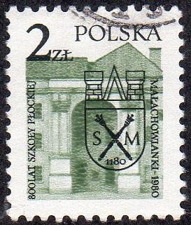 Poland 2396 - Used - 2z Malachoski Lyceum (School) / Coat of Arms (1980) (2)