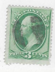 US #136 3c,Washington, Green, nice grill, (U) CV.$32.50