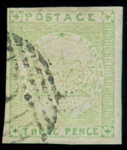 MOMEN: NEW SOUTH WALES SG #43f NO WHIP 1850 IMPERF USED VF **CERT** LOT #60220