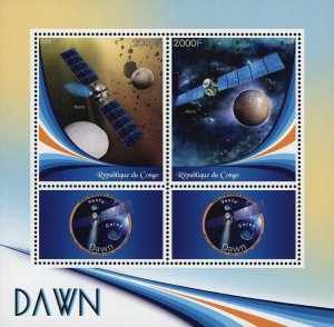 Space Stamp Dawn Satellite Stamp Probe Moon Souvenir Sheet of 2 Stamps Mint NH