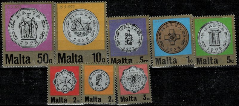 MALTA 1972 COMPLETE SET OF DECIMAL COINS  MH