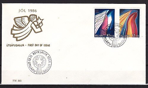 Iceland, Scott cat. 635-636. Christmas Art. First day cover. ^