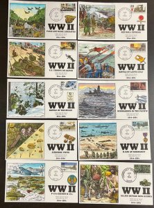 2838 Collins Hand Painted cachet Lot of 10  World War II 1944 FDCs 1994