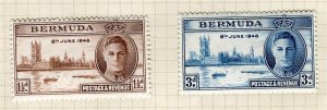 BERMUDA; 1946 early GVI Victory issue Mint hinged SET