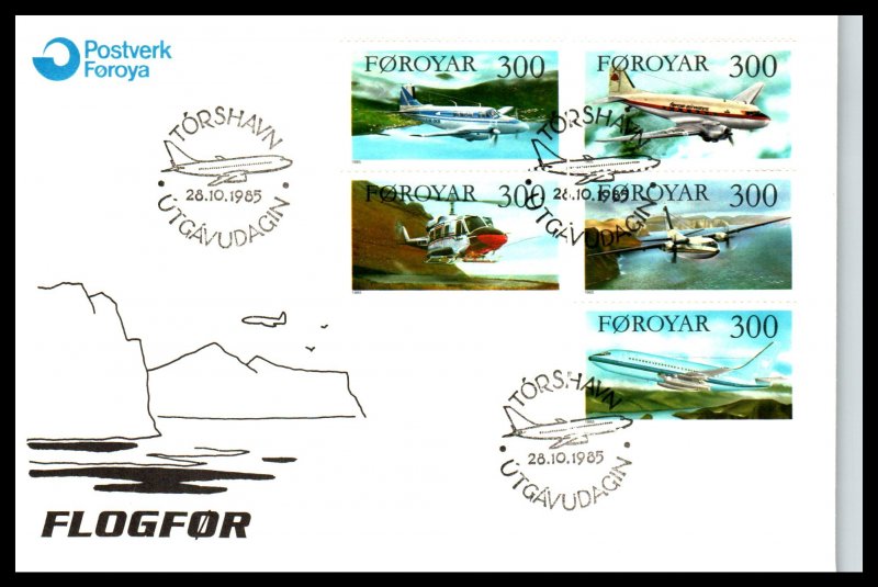 Faroe Islands 134-138 Airplanes U/A FDC