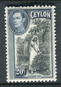 CEYLON; 1938 early GVI Pictorial issue fine Mint hinged Shade of 20c. value