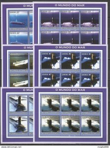 2002 Mozambique New Transport Ships & Boats Submarines !!! 6Set ** Kv169