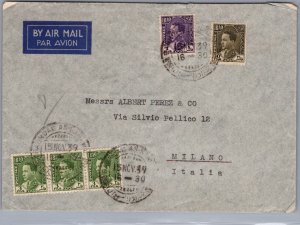 1939 Baghdad Iraq Air mail Vintage Cover to Milano Italy