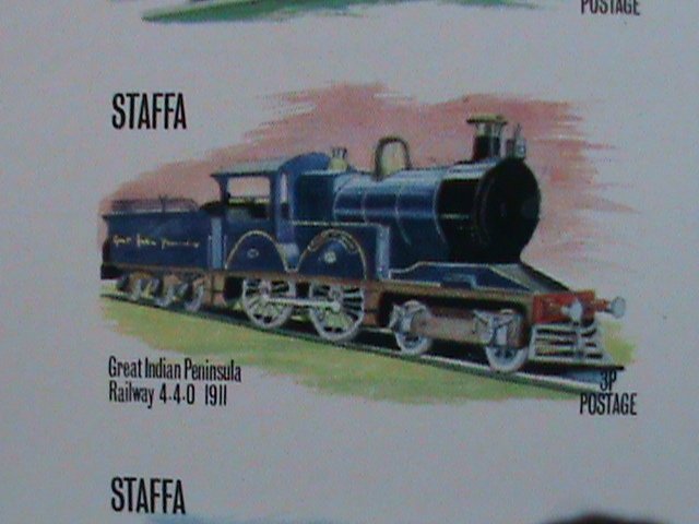 ​STAFFA-SCOTLAND -PROMOTION WORLD FAMOUS TRAINS-IMPERF MNH S/S -EST.$14 VF