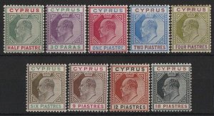 CYPRUS 1902 KEVII ½Pi-18Pi wmk crown CA.