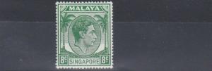 SINGAPORE  1948 - 52  S G 21A  8C  GREEN MH 