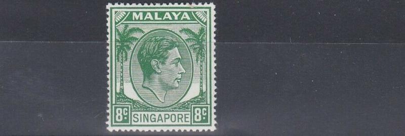 SINGAPORE  1948 - 52  S G 21A  8C  GREEN MH 