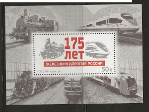 RUSSIA Sc 7401 NH SOUVENIR SHEET of 2012 - TRAIN SERVICE 