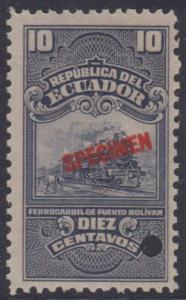 ECUADOR 1921 REVENUES RAILROAD TAX Olamo #2 Bertossa S21 PERF PROOF + SPECIMEN 