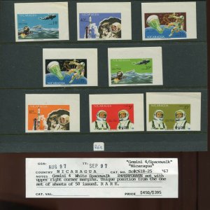 NICARAGUA C618-C625 SPACE TOPICAL RARE IMPERF VARIETY SET OF 8 STAMPS NH BY 1182