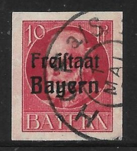 Bavaria - Scott #215 10pf Carmine rose Imperf  F VF  Used