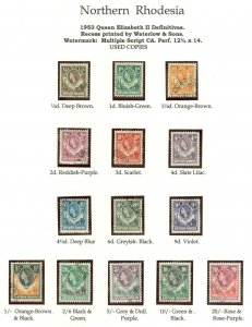 SG 61-74 Northern Rhodesia 1953. ½d to 20/- set of 14. Very fine used...