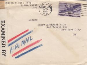 1942, San juan, Puerto Rico to New York, NY, Miami Censor Tape (C2169)