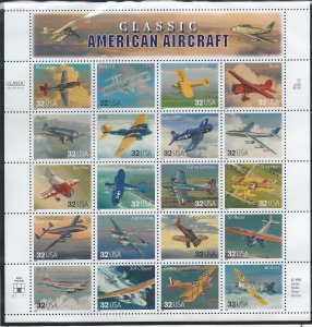 US #3142 Mint Sheet, American Aircraft, M-NH*-