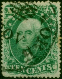 U.S.A 1857 10c Green SG35 Type I P.15 x 15.5 Fine Used