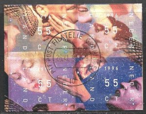 NETHERLANDS 1996 December Stamps Se-tenant Block on Original Backing Sc 950a VFU