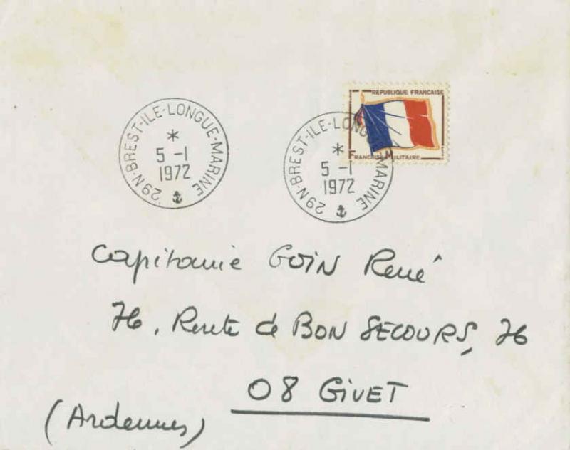 France Franchise Militaire Flag Military Stamp 1972 29 N-Brest-Ile-Longue-Mar...