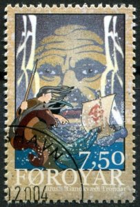 Faroe Islands Sc#451c Used, 7.50k multi, Nordic Mythology 2004 (2004)