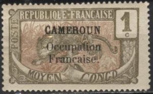 Cameroun 130 (mh, dg) 1c leopard, ol gray & brown, ovptd (1916)