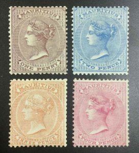 MOMEN: MAURITIUS 1d-4d 1863-72 CROWN CC MINT OG H £340 LOT #63949