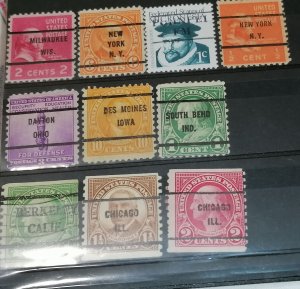 US precancels, some on coil stamps