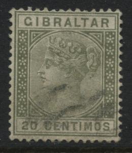 Gibraltar QV 1895 20 centimos olive green used