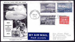 Canada 311-14 Stamp Centennial FDC CAPEX cachet Sept  24, 1951