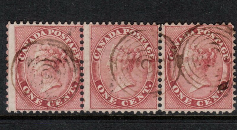 Canada #14 Used Strip Of Three