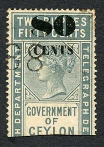 Ceylon Telegraph SGT97 80c on 2r50c Grey 4000 issued