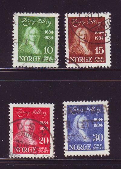 Norway Sc 158-61 1934 250th Anniversary birth of Holberg stamp set used