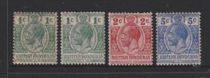 Br Honduras 1915/16 opted 1c-5c incl 1c shade MM SG 111/13 & 111a