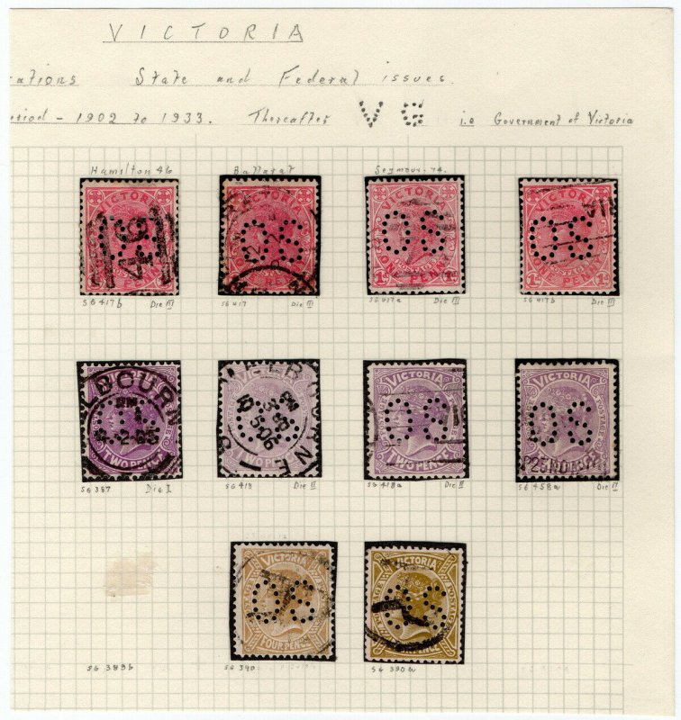 (I.B) Australia - Victoria Postal : Official Service Perfin Collection